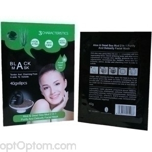 Черная маска для лица  Aloe & Dead Sea Mud 2 in 1 Purify and Detoxify Facial Mask оптом  