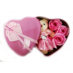 Подарочный набор с мишкой и розами из мыла оптом